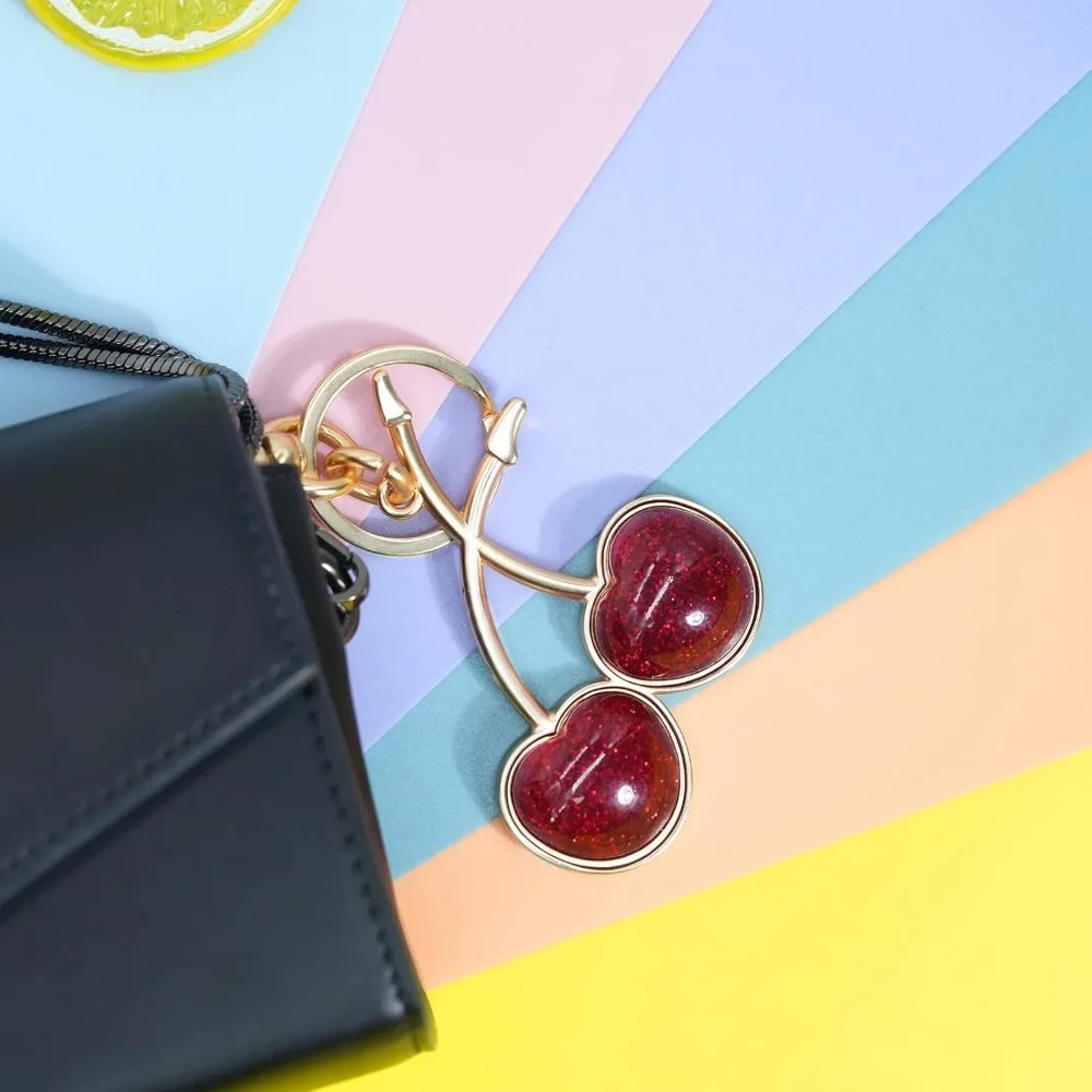 Cherry Keychain for Women Apple Strawberry Bag Charm Key Chain Accessories Gifts Birthday Christmas 250606