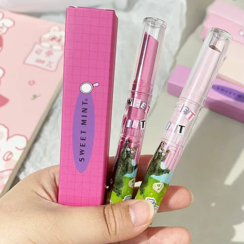 Moisturising Pen Waterproof Jelly Glaze Mirror Water Lipstick Heart-shaped Lip Gloss Non-stick Cup Korean Cosmetic happy
