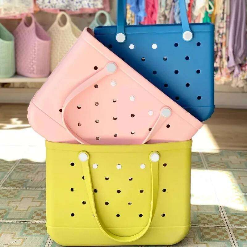 L/XL Sac Summer EVA Rubber Waterproof Storage Basket Extra Large Shoulder Handbag Women Shopping Beach Jelly Tote Bag