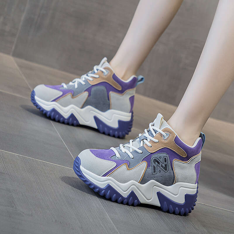 Sneakers With Hidden Height Increase For Women 2025 New Tiktok Internet Celebrity New Popular Versatile Korean Style Thick-Soled Dad Student Shoes