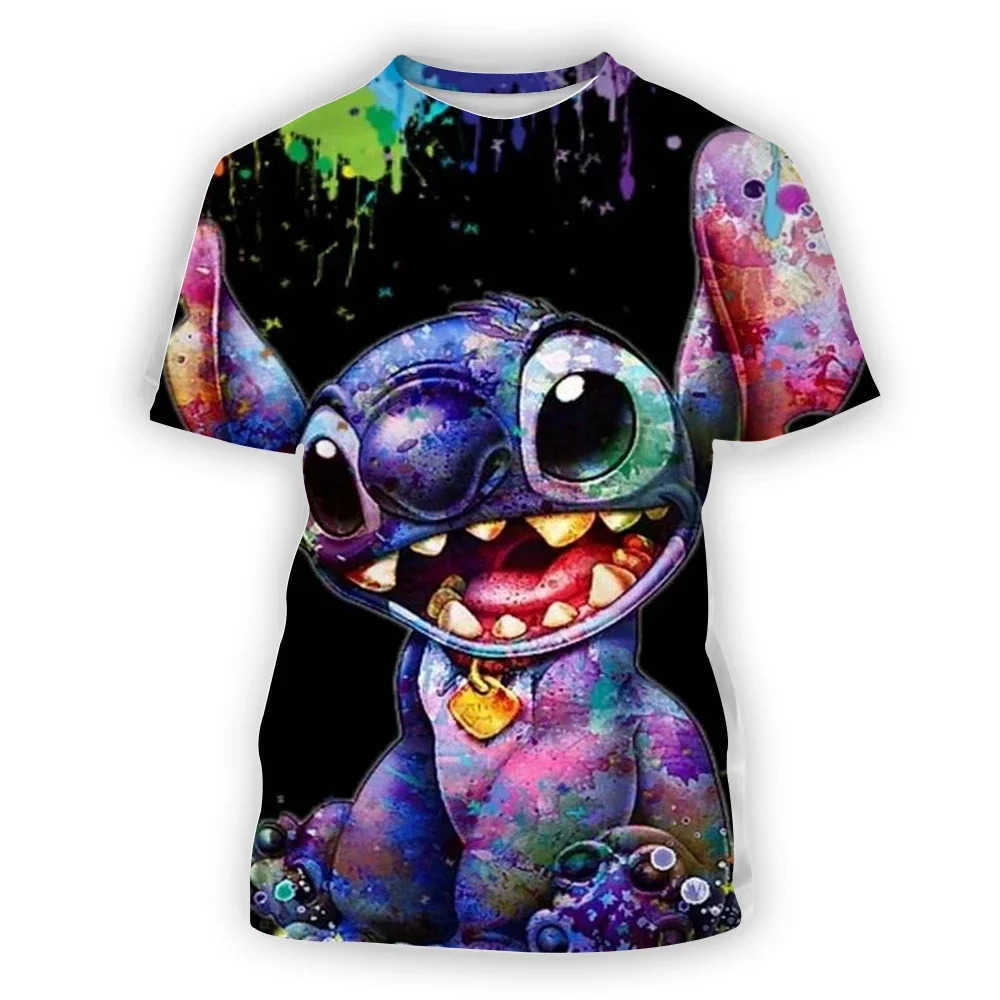 Disney 2024 Disney Anime Lilo Stitch 3D Print T-Shirt Kids Tops Tee T-shirt Women Men Unisex Summer Short Sleeve T-Shirts W250617