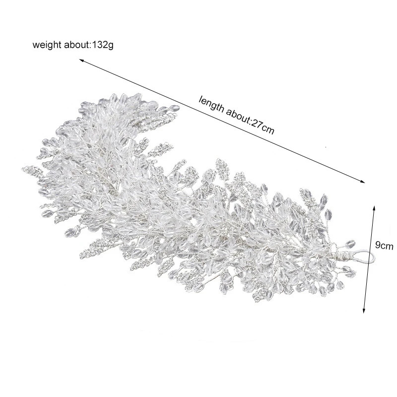 Baroque Handmade Clear Crystal Beads Bridal Hairbands Flower Tiaras Crown Rhinestone Diadem Headpieces Wedding Hair Accessories 250603