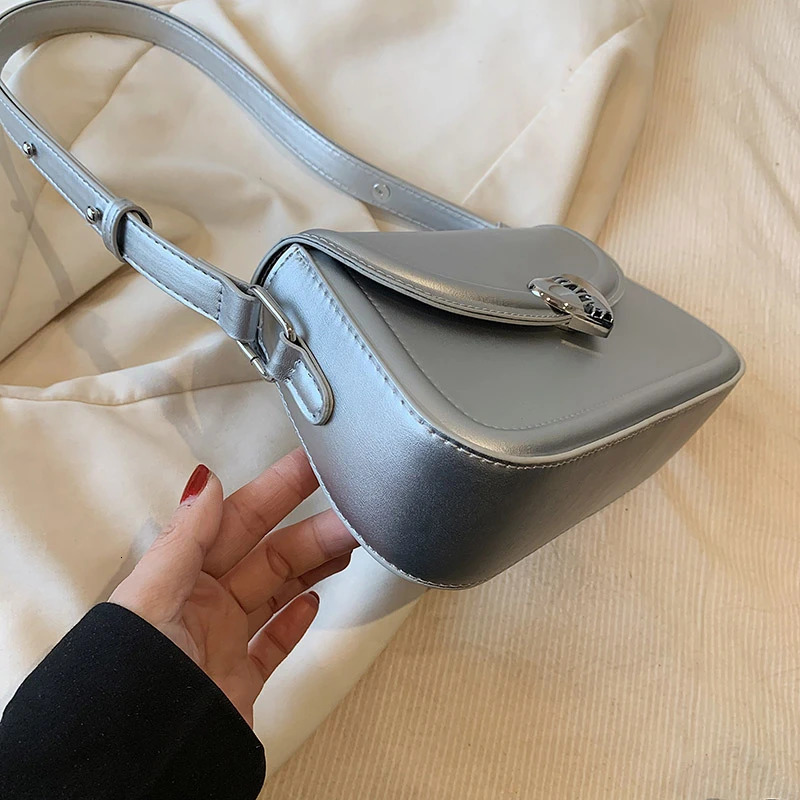 MOODS Loving Heart Buckle Crossbody Bags For Women Handbags Silver Color Small Shoulder Underarm Phone Bag 250614