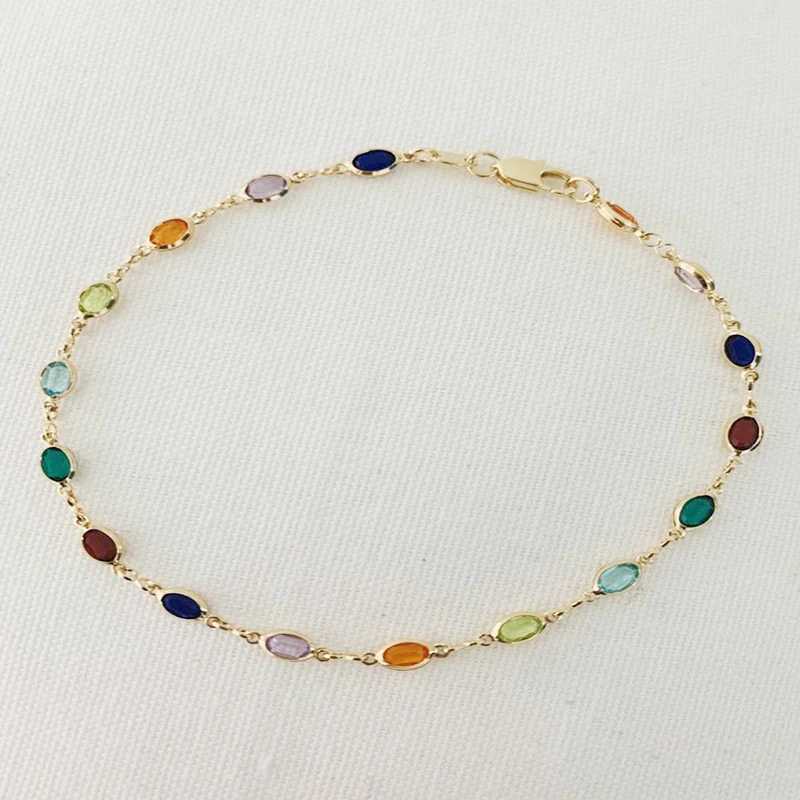 Gold Plated Multi Color Crystal Beads Anklet Chain Ankle Bracelet For Women Girl Summer Ankle Bracelet Boho Beach Foot Chain W250617