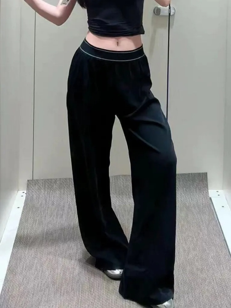 Women's Woven High Waisted Wide Leg New Sports Loose Casual Pants With A Slim And Lightweight Drape