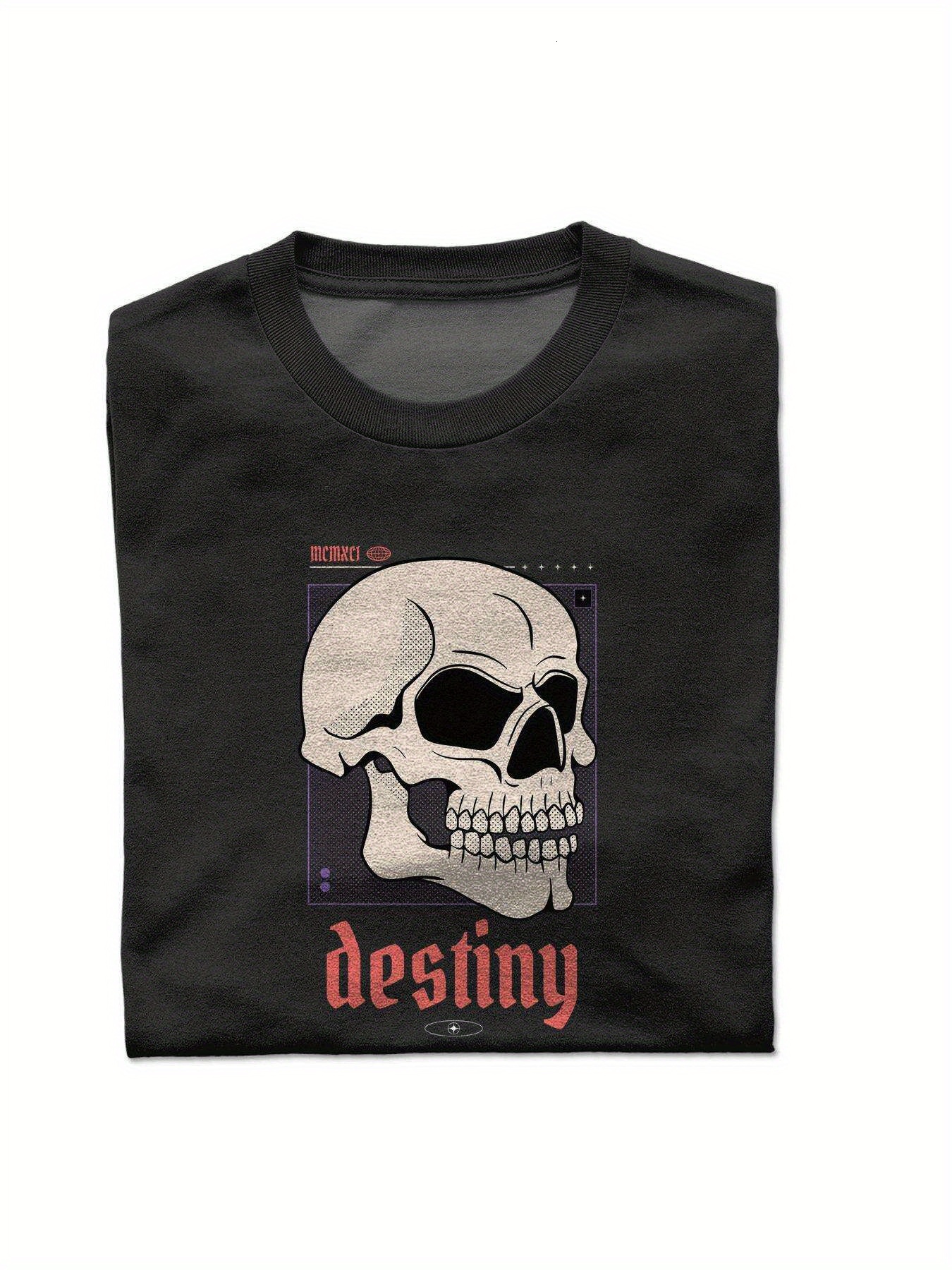 Dongdumaoyi White T Shirts Adult 180G Black Round Collar Cotton Men Text S-3Xl Short Sleeve Skull 2f86