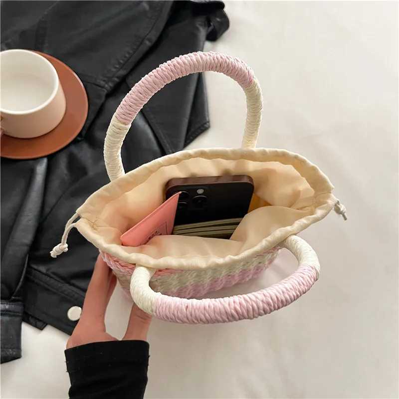 Summer for Women StrAW Shoulder Bags Rattan Woven Top Handle Bag Hollow Raffia Crochet Beach Bag Casual Handbags Z250617