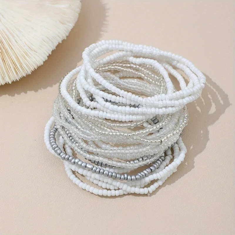 20Pcs Fashionable White Bead Bracelet Charm Stylish Beach Hand Wear Adornment A0KD 250616
