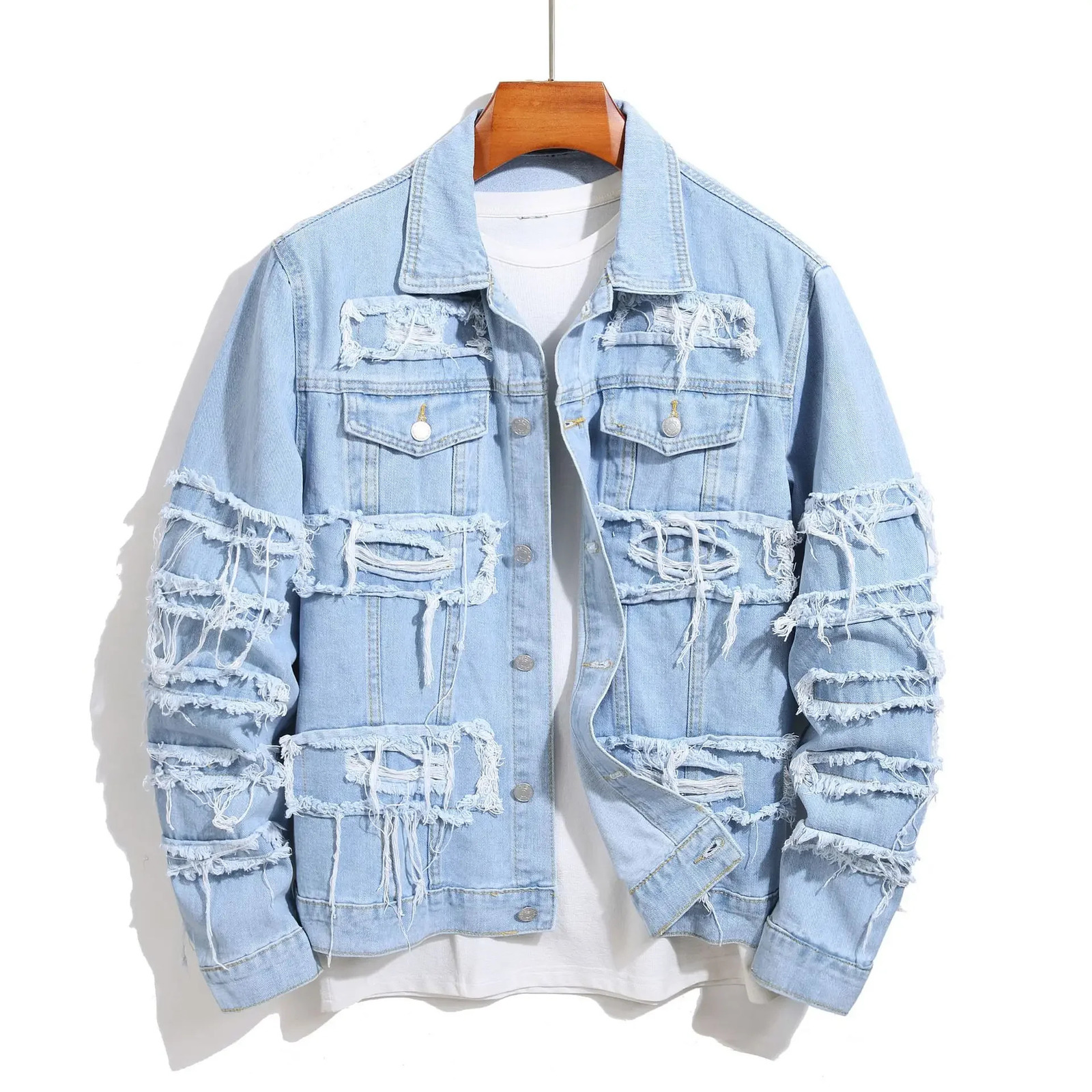 Denim Coats Jackets Men Turn Down Collar Full Sleeve Jacket Casual Regular Single Breasted Slim Fit Simple Coat Autumn Winter 250616
