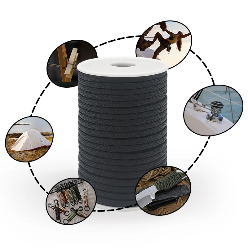 50100M 7core umbrella rope 550 4mm outdoor polyester parachute camping survival tent bundled clothesline y250611