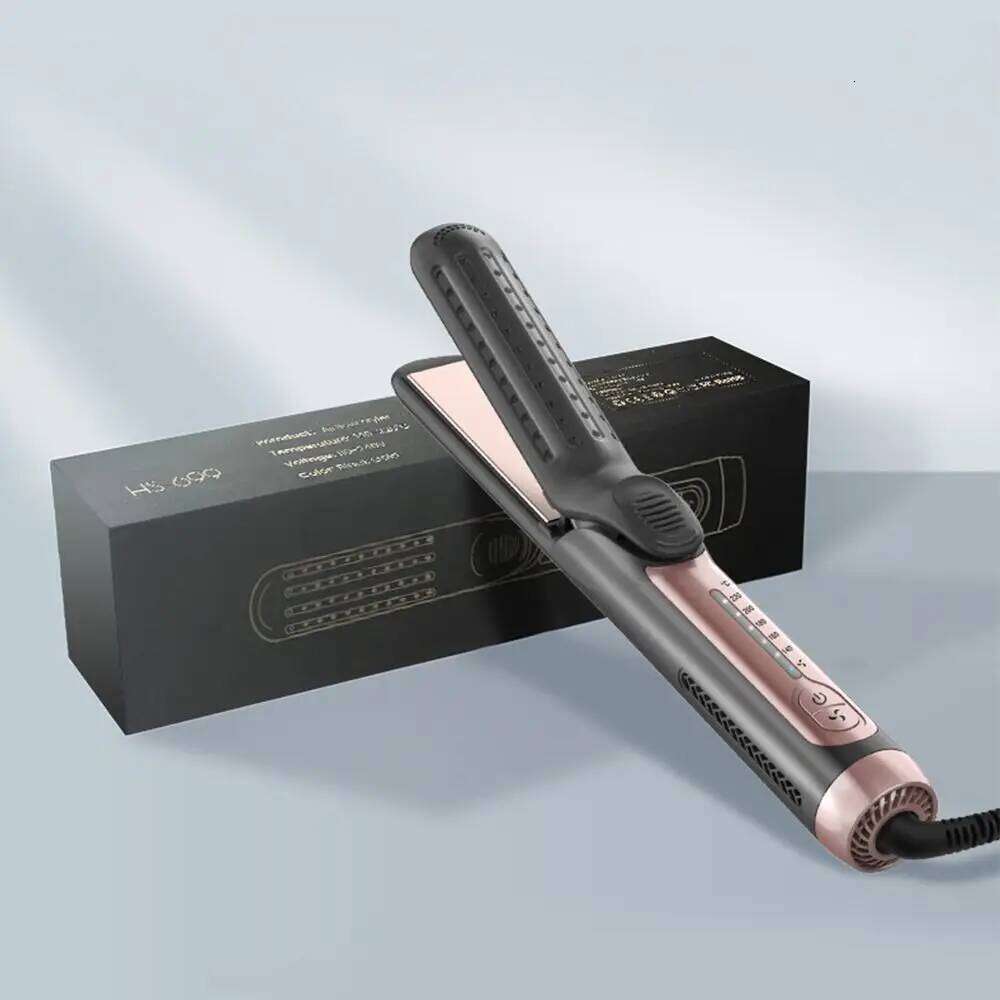 Hot Flat Iron 2 in 1 Anti-Tangle Hair Straightener 5 Temps and Dual Voltage Black Ionic Curling Wand for Travel