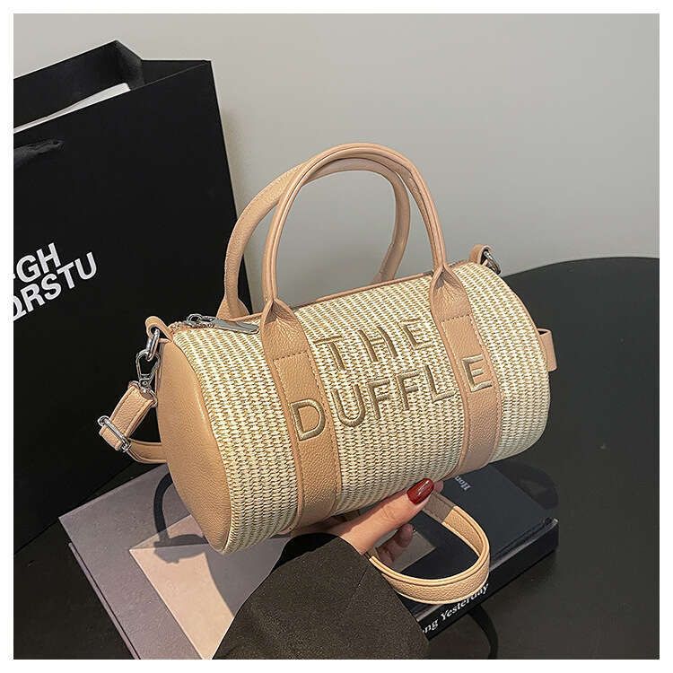 Crossbody Women's Large Capacity Summer Letter Handbag Straw Woven Backpack Trendy Shoulder Tote Bag