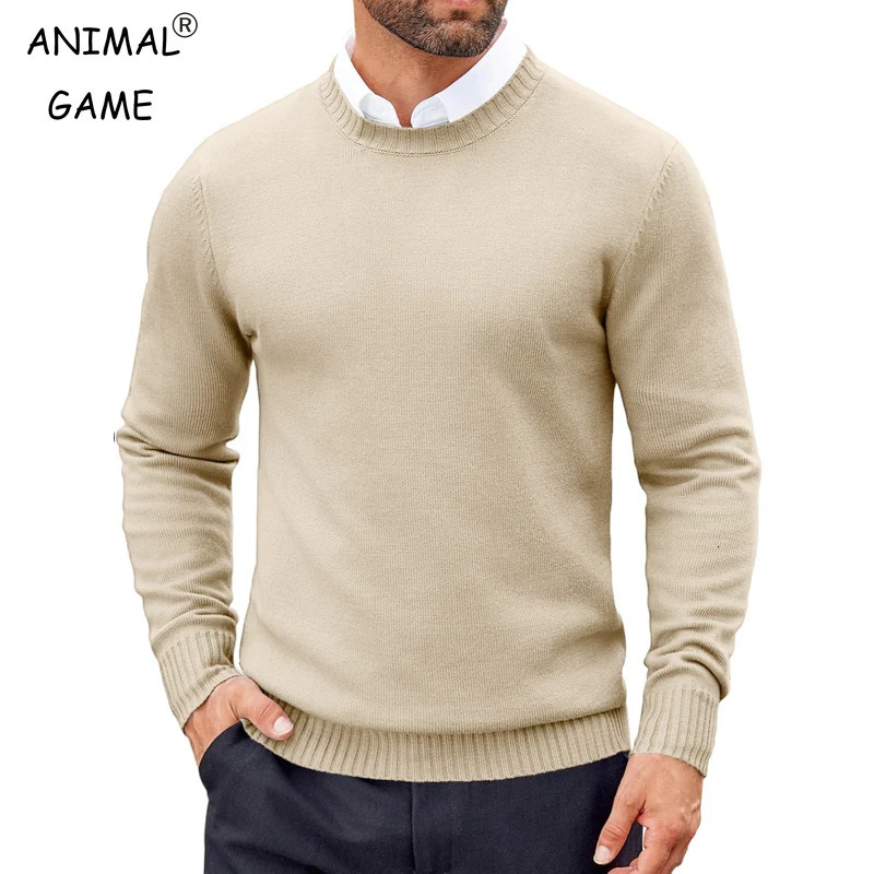 Streetwear Mens Dress Crew Neck Sweater Slim Fit Lightweight Sweatshirts Knitted Pullover Casual Fashion Long Sleeve Sweater 250616