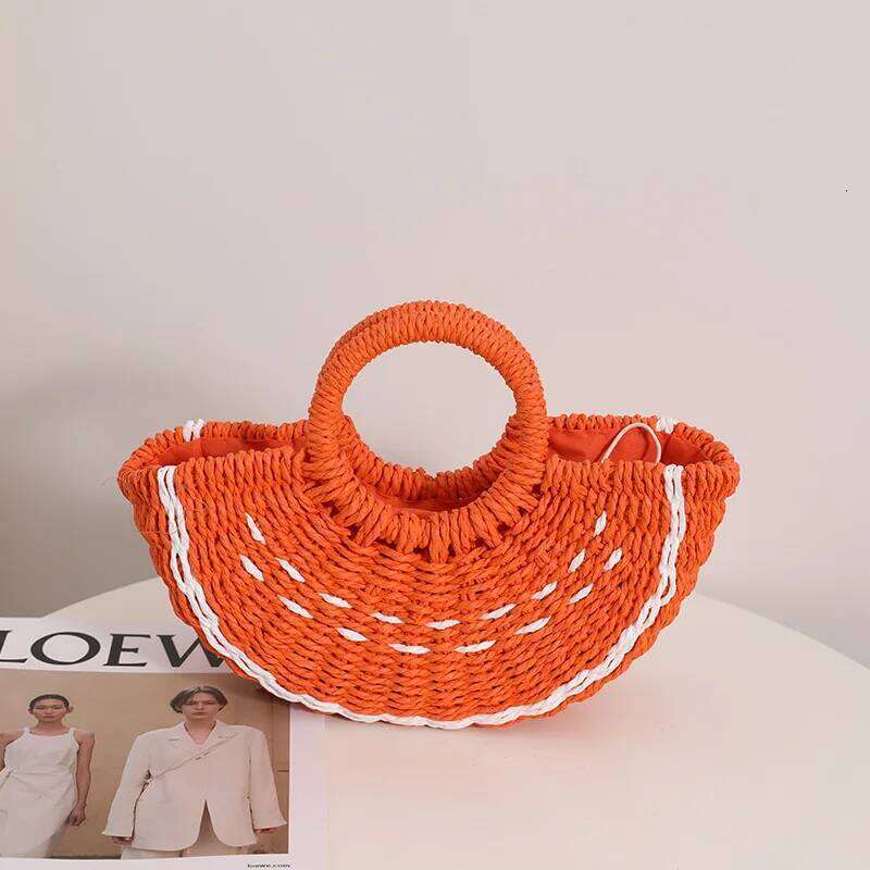 Cute Watermelon Straw Candy Color Woven For Women Handbag Fruit Kiwifruit Beach Bag Bohemian Crochet Travel Bags Clutch