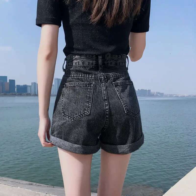 Wide Female Short Jeans Pants Korean Style Womens Denim Shorts With Waist Pocket Design XXL Elegant Low Price Youthful Kpop XL