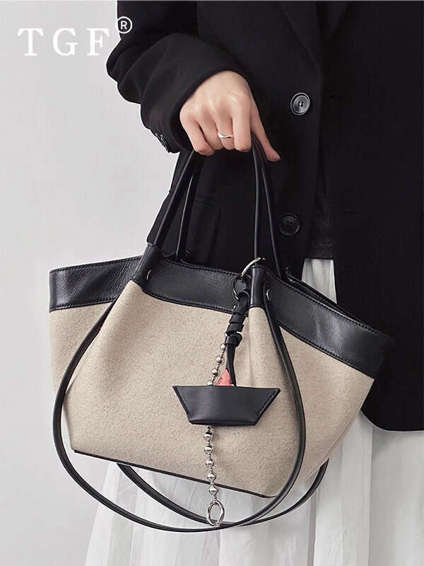 Patchwork Tote Bag for Women New Light Luxury Niche High end Daily Commute Versatile Handbag Basket