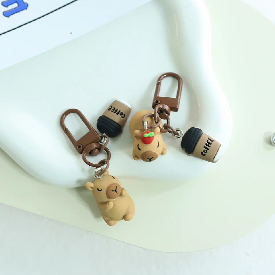 Cartoon Capibara Keychain Small Pendant Resin Three-Dimensional Animal Doll Backpack Shoulder Bag Pendant Clothing Accessories 250616