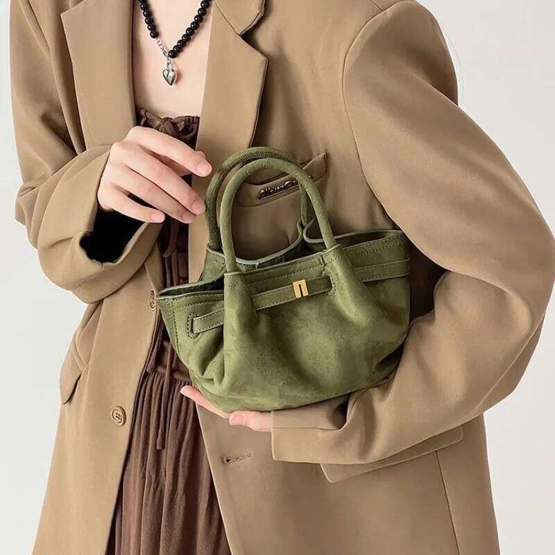 Niche Texture Sunshine House Grinding Veet Dumpling Tote Bag Female 2024 New Handheld Single Shoulder Crossbody Bags
