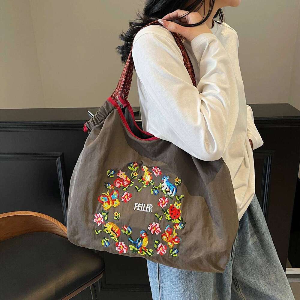 Sweet Floral Cloth Shoulder Bags Women Large Capacity Waterproof Oxford Casual Totes Lazy Style Leisure Flower Handbags For Girl