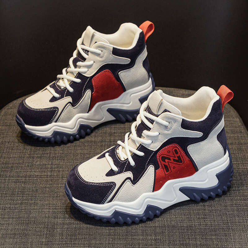 Sneakers With Hidden Height Increase For Women 2025 New Tiktok Internet Celebrity New Popular Versatile Korean Style Thick-Soled Dad Student Shoes