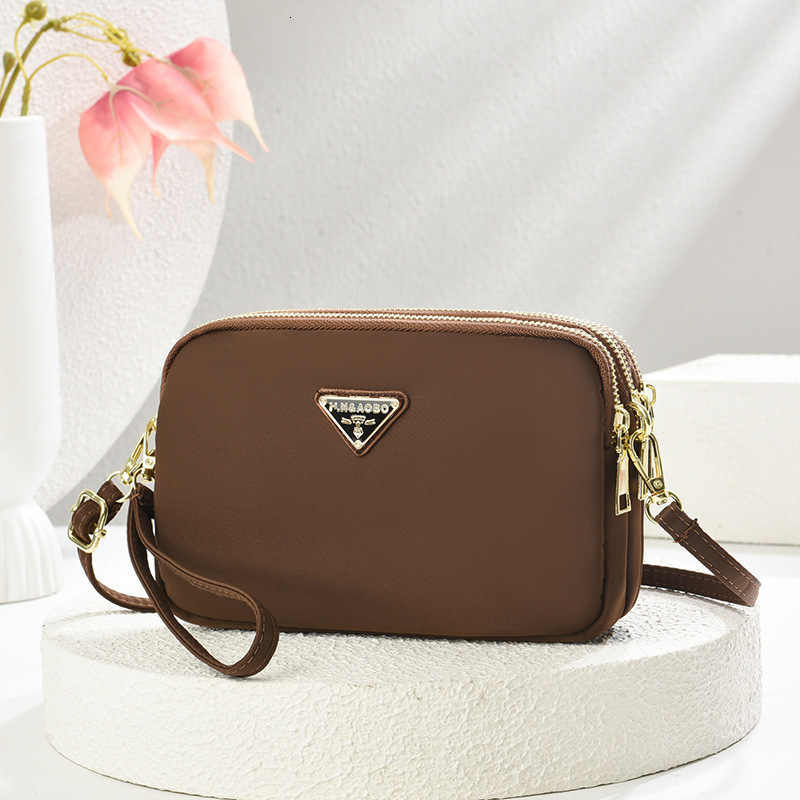 2025 New Women's Phone Bag Nylon Oxford Cloth Mini Shoulder Width Retro Women's Single Shoulder Crossbody Bag Solid Color Zero Wallet