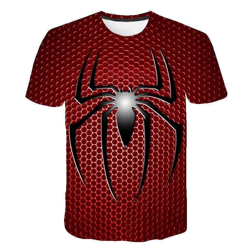 Disney Disney Spiderman 3D Print Super Cool Fashion T-Shirt Boys Short Sleeve 4-14 Years Summer T Shirt Kids Casual Children Tops W250617