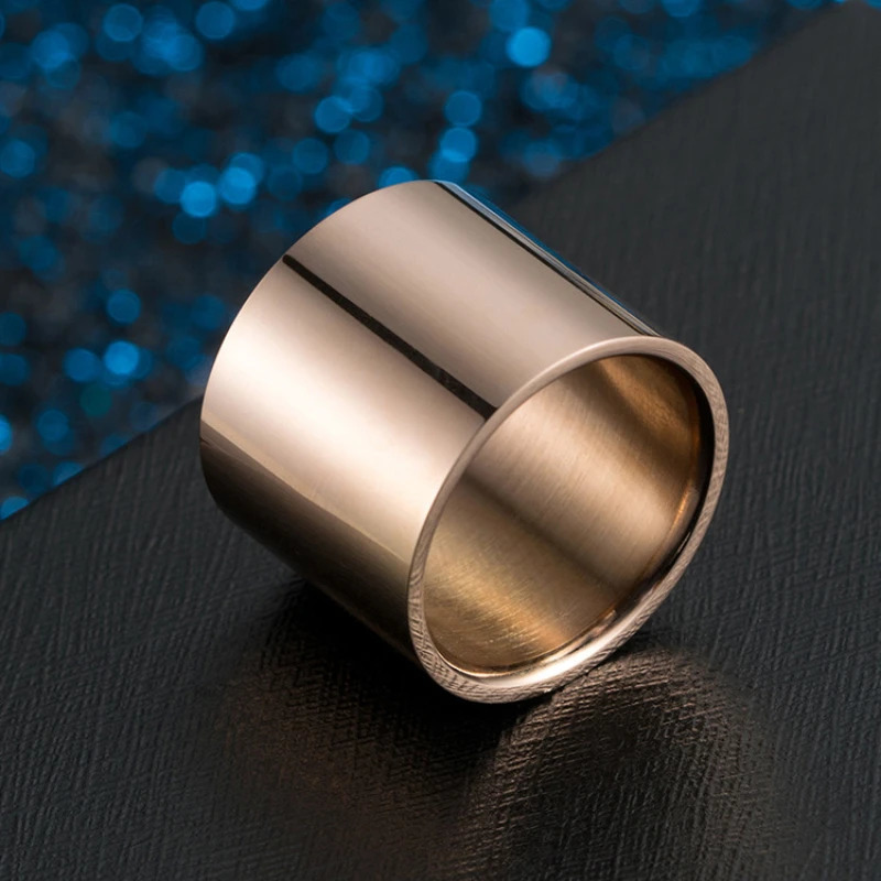 Fashion Glossy 18mm Wide Stainless Steel Ring for Men High Polished Comfort Fit 250616