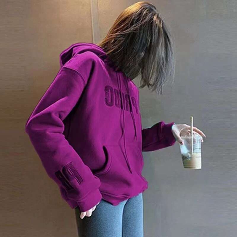 Womens Hooded Sweatshirt Embroidered Loose Graphic Baggy Top Woman 2025 with Orint on Hoodies Nice Color Thick Basic M Clothing