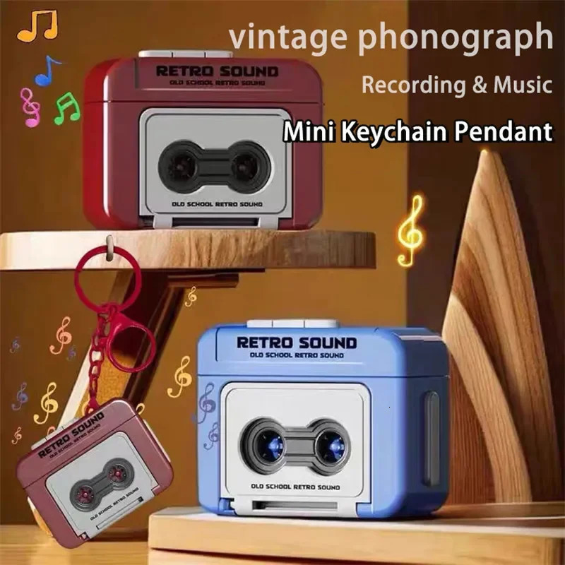 Retro Recorder Mini Portable Fun Music Box With Sound Decompression Ornament Keychain Schoolbag Small Pendant Friends Gifts 250606