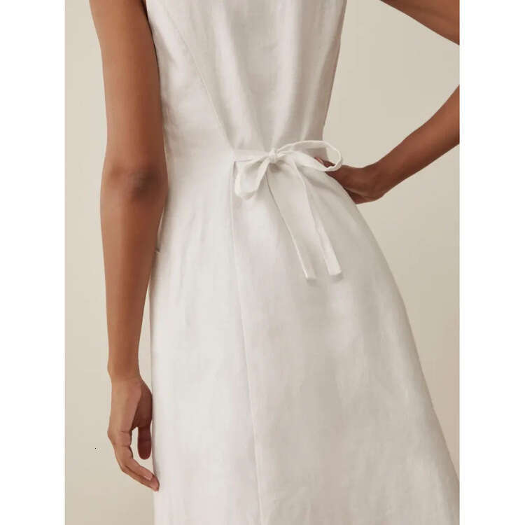 Designer Dresses Vestidos Elegantes Buttock 413 # Xia Xin Pure White Blazer Collar Sleeveless Waist-cinching Mid-length Dress 2025 French Style Womens