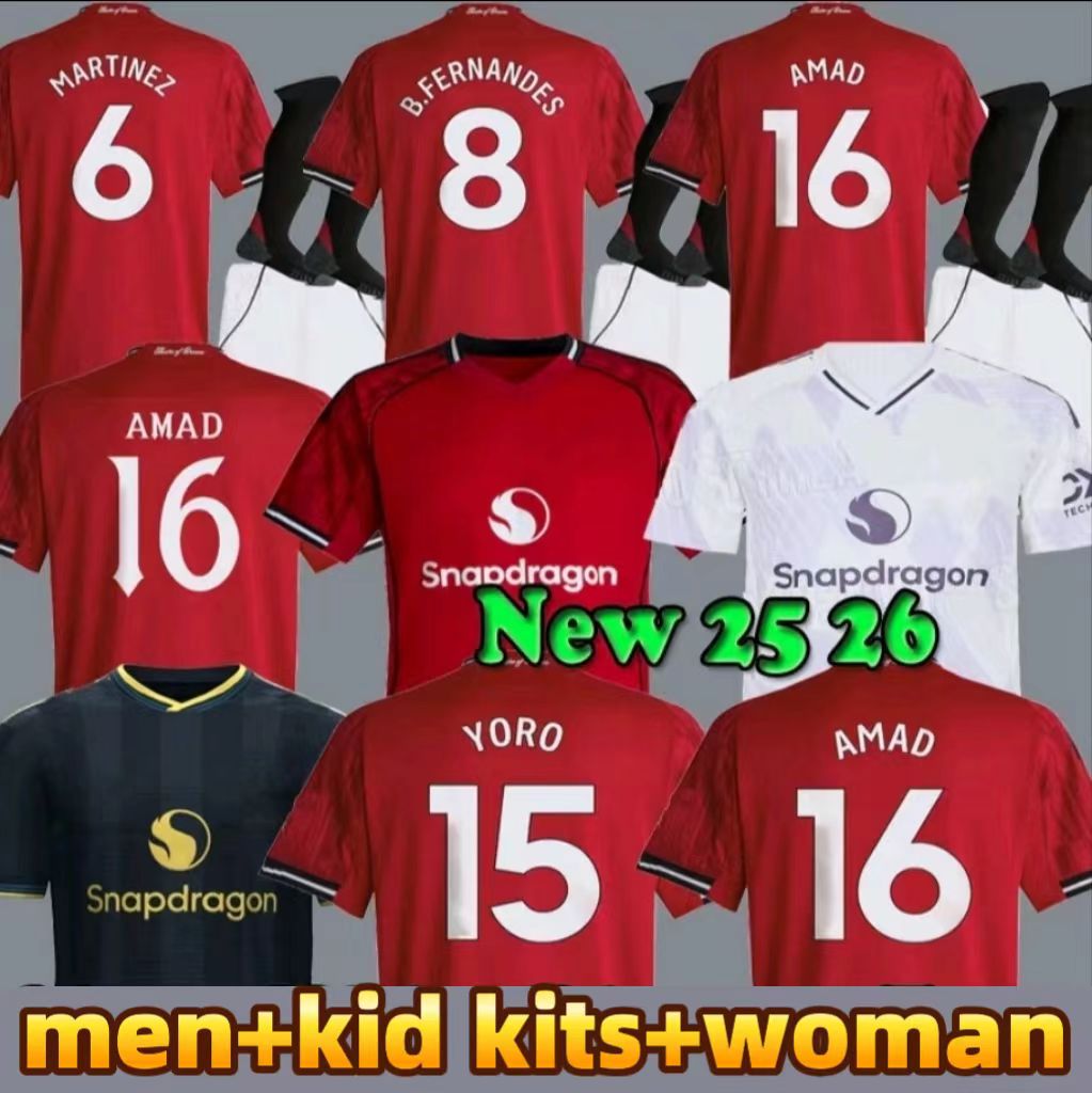 Soccer Jersey 25 26 DE LIGT HOJLUND MAINOO MOUNT football shirt Pre match Stone Roses MARTINEZ CASEMIRO B. FERNANDES kid kits woman jeysey YORO DORGU Mount AMAD CUNHA