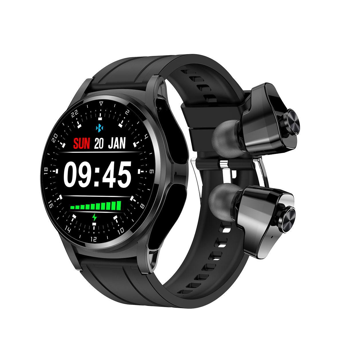 GT66 New Touch Screen Smart Watch Bluetooth Headset 2 In 1 Men Sports Fitness Tracker Electronic Watch Blood Pressure Monitor