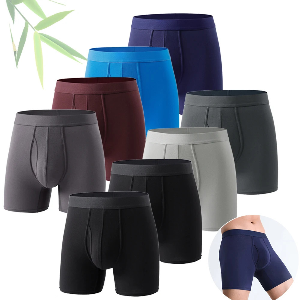 8-Pack Boxers Man Bamboo Fiber Mens panties Sexy Long Boxer Briefs Breathable and Soft Underwear for Men Plus Size S-XXL 250614