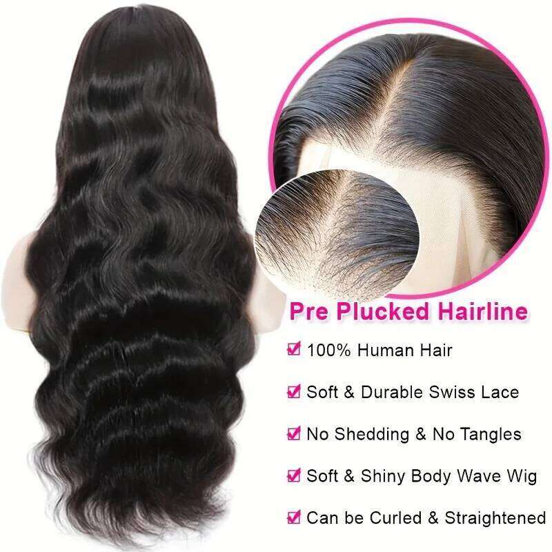 Alimice Body Wave Glueless Wig 5x5 Lace180% Density Pre Plucked Transparent Lace Wigs Human Hair For Women