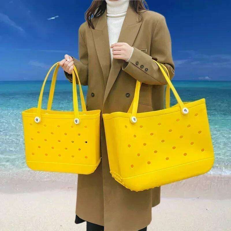L/XL Sac Summer EVA Rubber Waterproof Storage Basket Extra Large Shoulder Handbag Women Shopping Beach Jelly Tote Bag