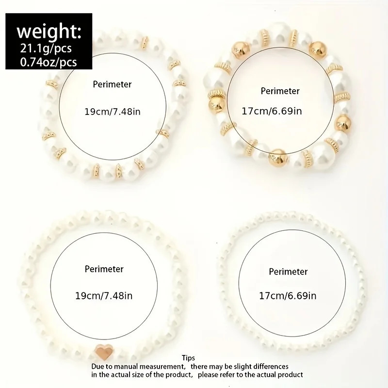 Beautiful and Versatile Pearl Love Womens Bracelet Set of 4 Ins High Grade Elegant and Fashionable Jewelry 250616