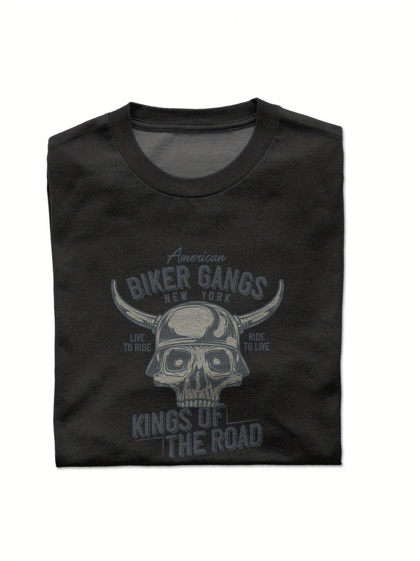 Dongdumaoyi Men Motorcycle 180G T Shirts Short Sleeve Round Collar White Adult Cotton S-3Xl Black Skull 8208
