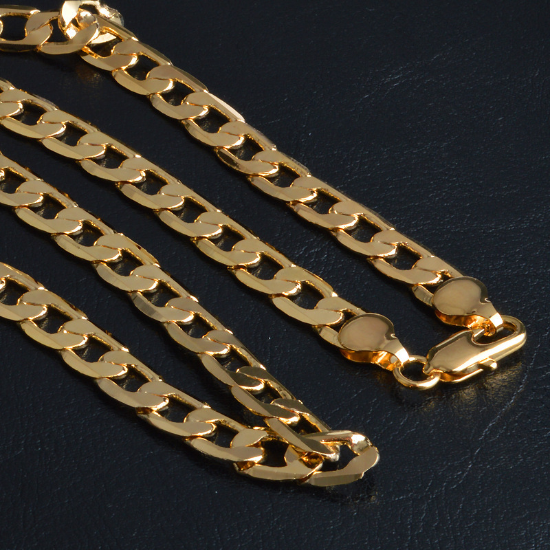 High Quality Men 8 MM 18K Yellow-Gold Filled Figaro Rope Chain Necklaces | Versatile Length Options from 18 To 24 Inches