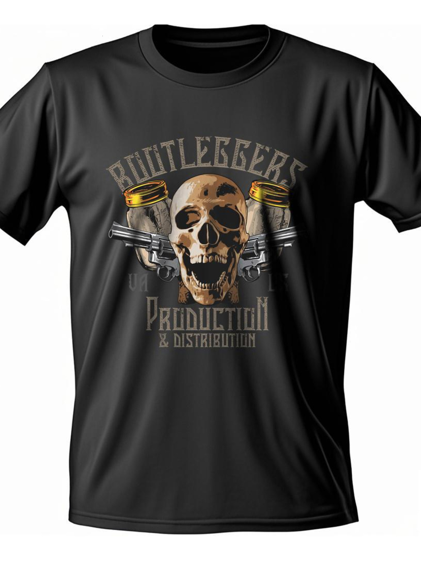 Dongdumaoyi S-3Xl T Shirts Text Short Sleeve Black Cotton White Adult 180G Round Collar Skull Men 043b