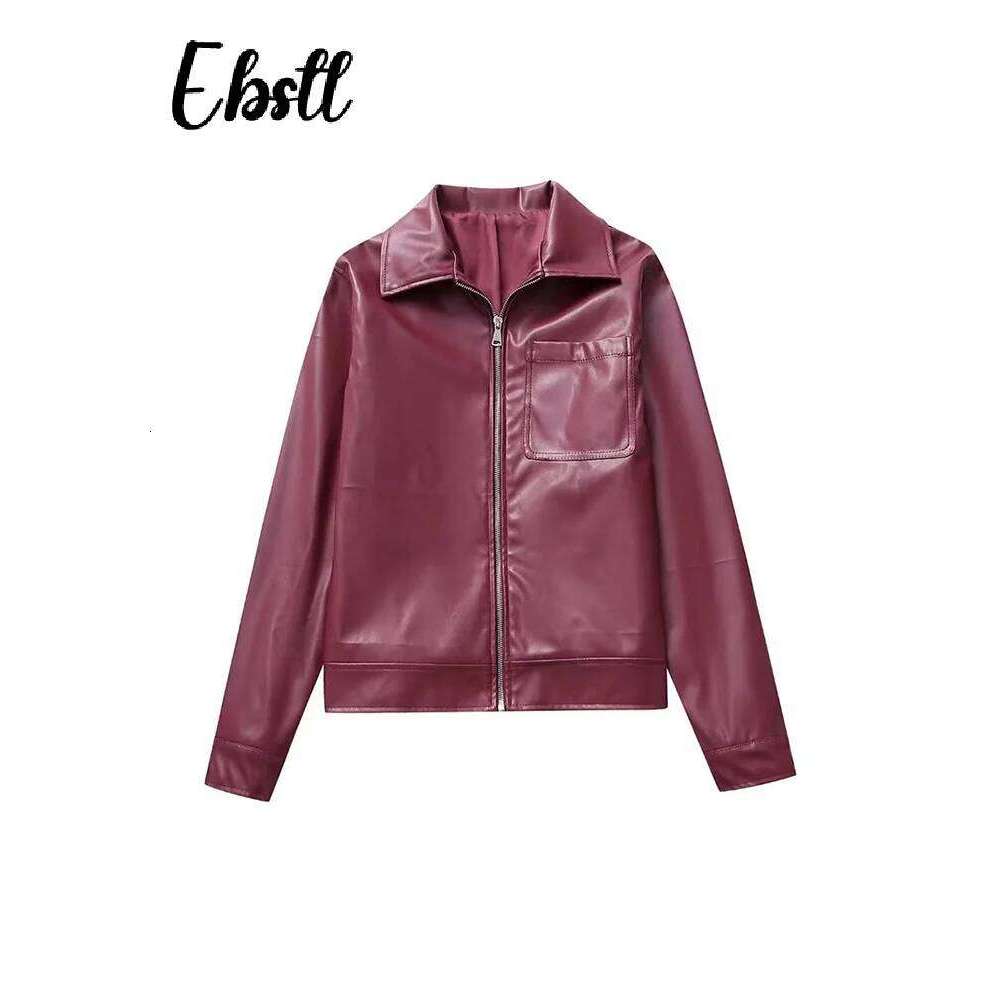 Fashion Zippers Short Leather Jackets Women Elegant Lapel Pocket Long Sleeve Coat 2024 Autumn New Lady Casual Urban Tops Outwear