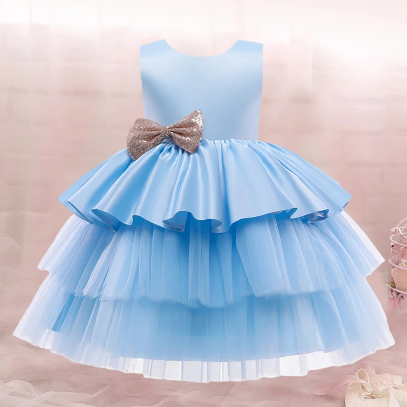 Baby Girls 1st Birthday Dress Kids Lace Mesh Sequin 2 3 4 Year Baptism Princess Costume Children Wedding Party Eleagnt Ball Gown 250617