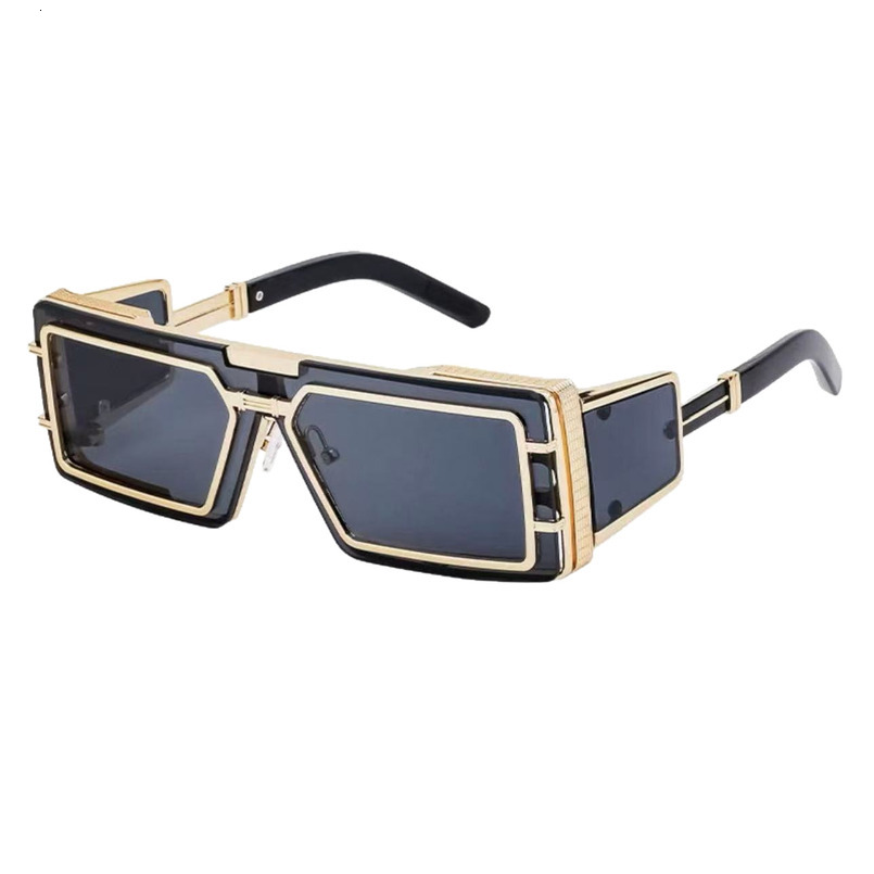 25 New High-End Full Metal Inlaid Frame Cyberpunk Square Fashion Trendy Sunglasses For Men And Women