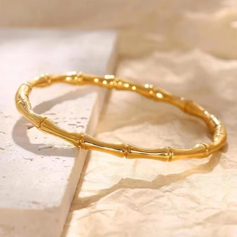 Fashion Light Style Simple Personality Bamboo Knot Bracelet for Women Titanium Steel Design Non-Fading Jewelry