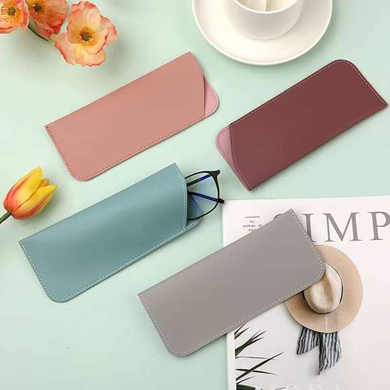 Soft PU Leather Glasses Pouch Sunglasses Case with Protective Fabric Lining Versatile Eye Accessory Storage Bag for Goggles Specs