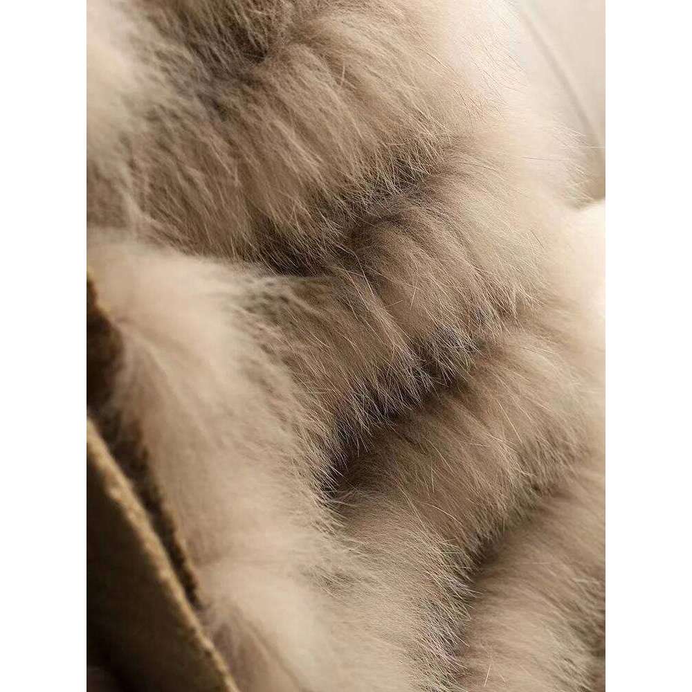 LANMREM Real Fox Fur Casual Loose Knit Sweater With Bandage Women's Cardigan 2024 Winter Warm Clothing 2DB1810