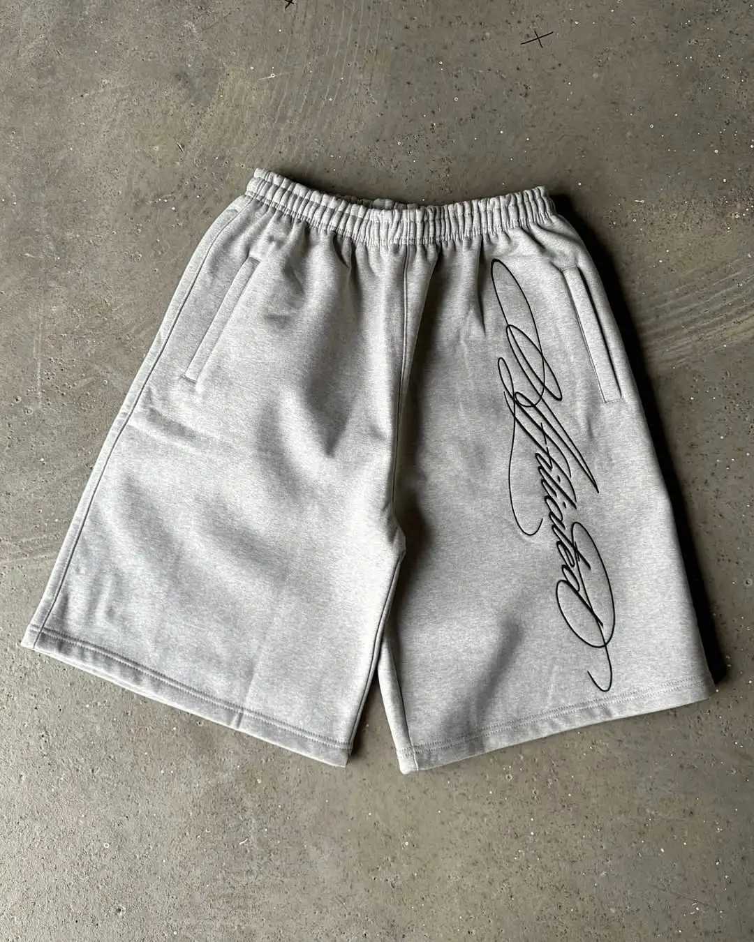 American Letter Embroidered Shorts Men Y2K Retro Casual High Street Trendy Brand High Waist Oversized Straight Casual Shorts Z250617