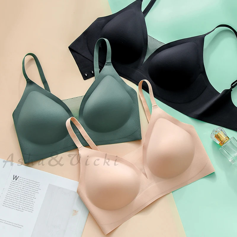 Latex Seamless Underwear Women No Steel Ring Lace Tube Top Gathered Sports Pure Color Bra Breastfeeding Anti-sagging Bra 250617