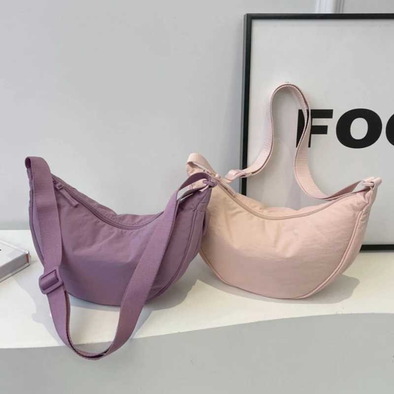Solid Color Nylon Casual Womens Messenger Bag Simple Large Capacity Female Shoulder Bags Fashion Ladies Hobos Handbags Purse Z250617