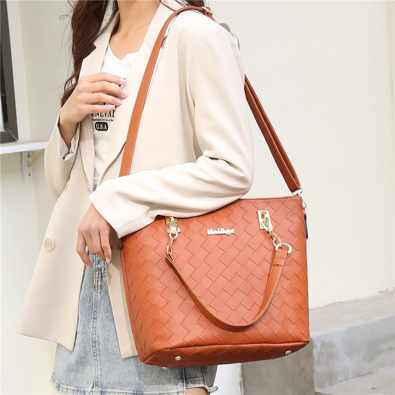 Free Shipping 2025 New Designer Bag Fashionable And High-quality Shopping Bag Women's Retro Multiple Piece Set Mother And Women's Bag Woven 