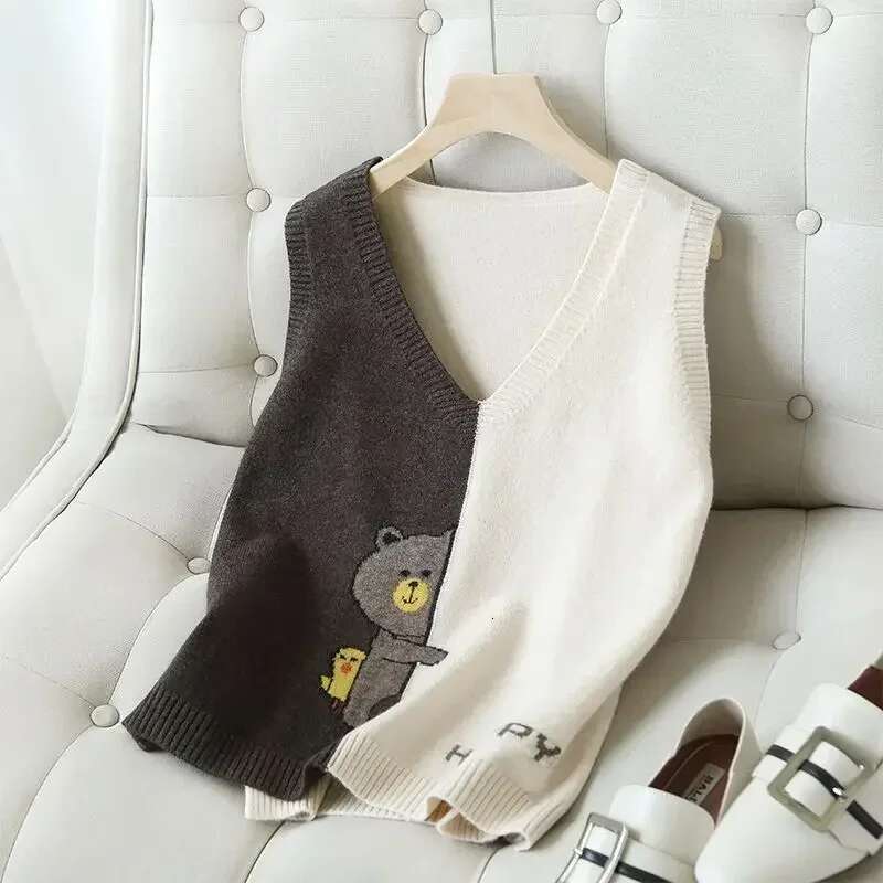 Sleeveless Waistcoat Vintage Pullover for The Trip New Knitwear Female Sweater Clothing Sales Korean Style Womens Knitted Vest